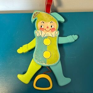 Vintage Fisher Price Jolly Jumping Jack #145 Pull String Baby Toy 1969 Works!.